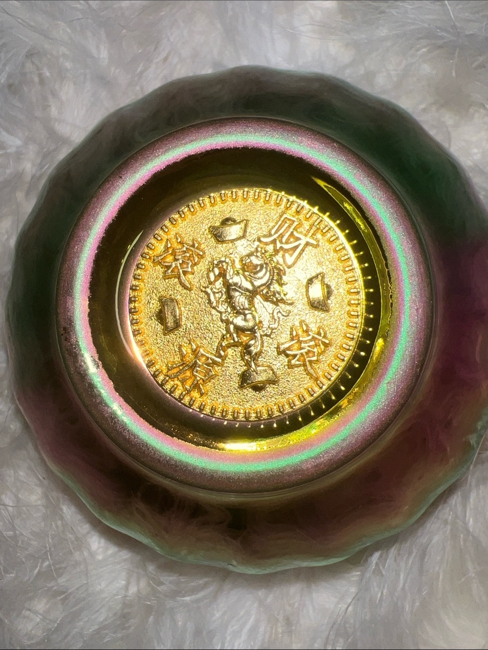 Iridescent Rainbow Carnival Glass Trippy Decorative Black Light Bowl Tea Cup NEW - Picture 8 of 11